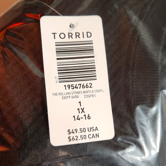 ❤️NWT VINTAGE TORRID TEE - ROLLING STONES JAGGER - WAFFLE - CROP SHIRT PLUS SIZE - Picture 5 of 16